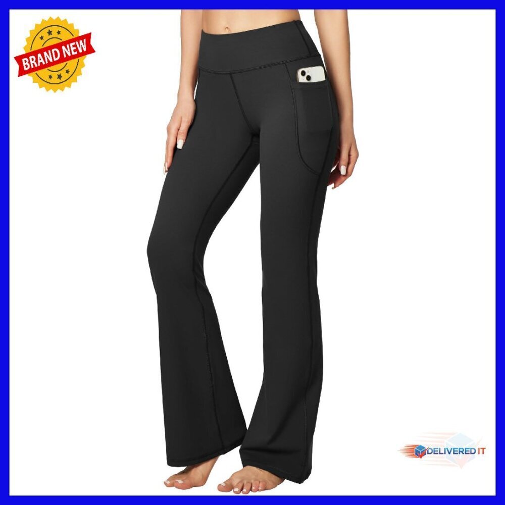 Premium Yoga Pants with Pockets 4-Way Stretch Bootcut Flare Leggings